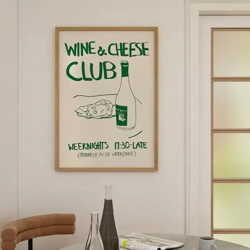 Weeknights Wine & Cheese Club Canvas Poster - HUS & CO.