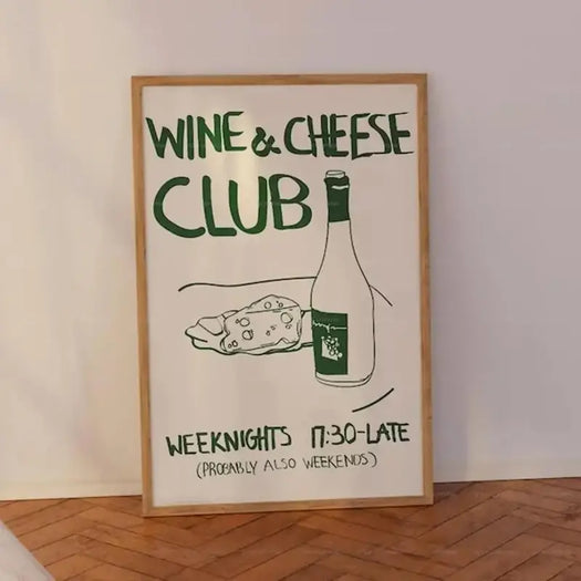 Weeknights Wine & Cheese Club Canvas Poster - HUS & CO.