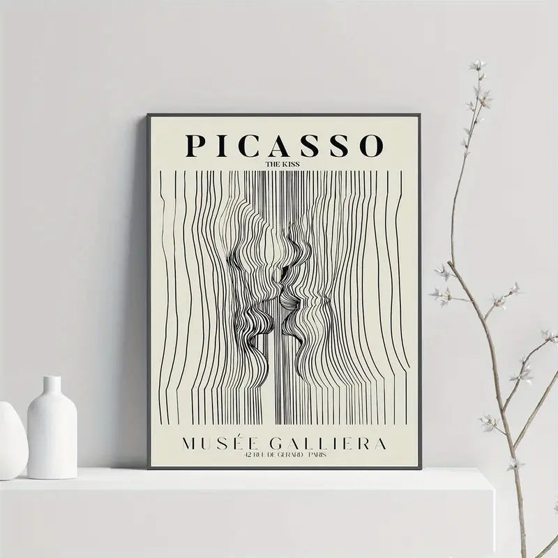 Neutral Picasso "The Kiss" Line Canvas Poster (Copy) - HUS & CO.