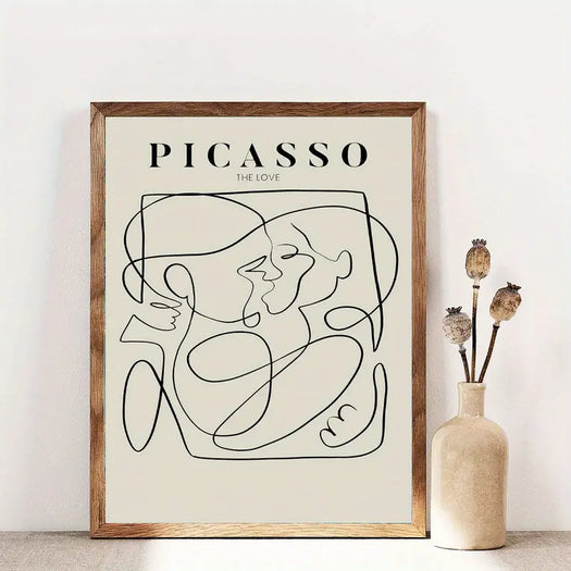 Neutral Picasso "The Love" Line Canvas Poster - HUS & CO.