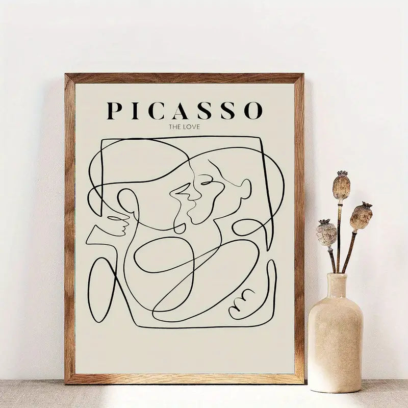 Neutral Picasso "The Love" Line Canvas Poster - HUS & CO.