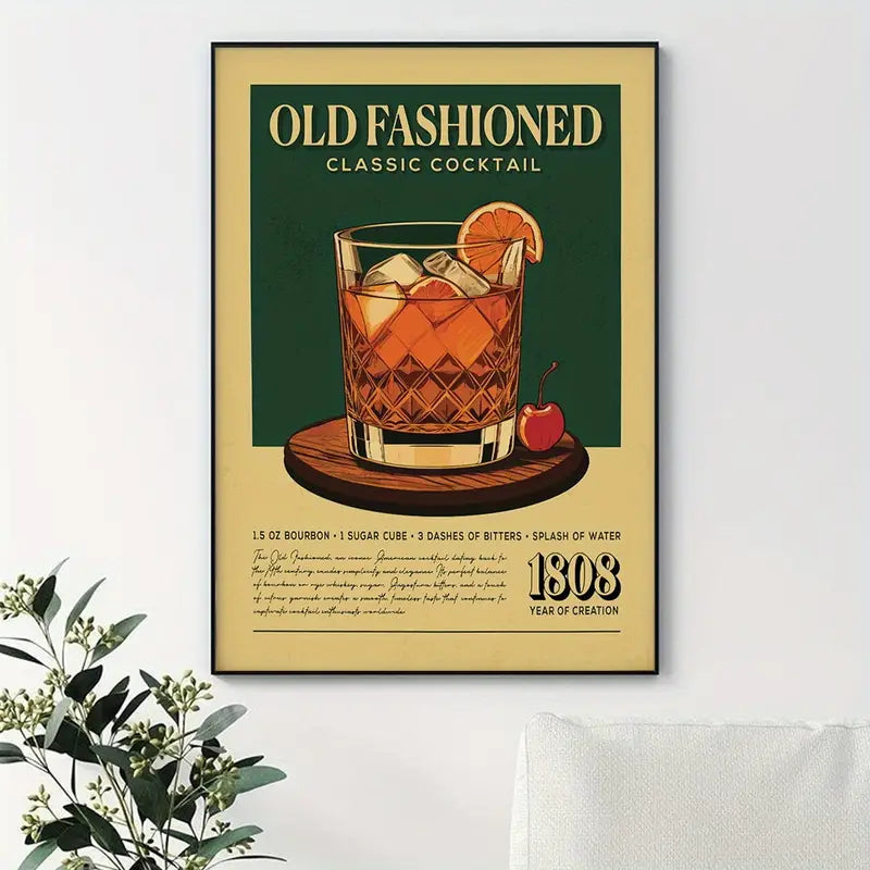 Retro Old Fashioned Cocktail Canvas Print - HUS & CO.