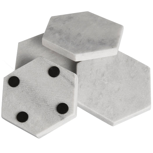 Grey Marble Hexagonal Coasters - hus & co.