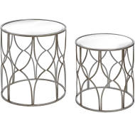 Set Of Two Lattice Detail Silver Side Table - hus & co.