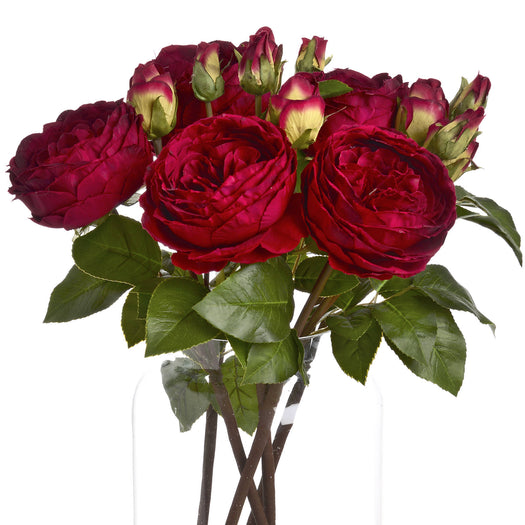 Deep Red Wedding Peony Rose Spray - hus & co.