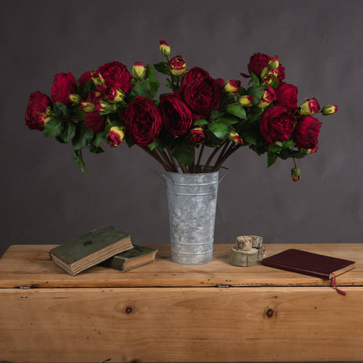 Deep Red Wedding Peony Rose Spray - hus & co.