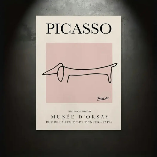 Retro Picasso Sausage Dog Canvas Poster - HUS & CO.