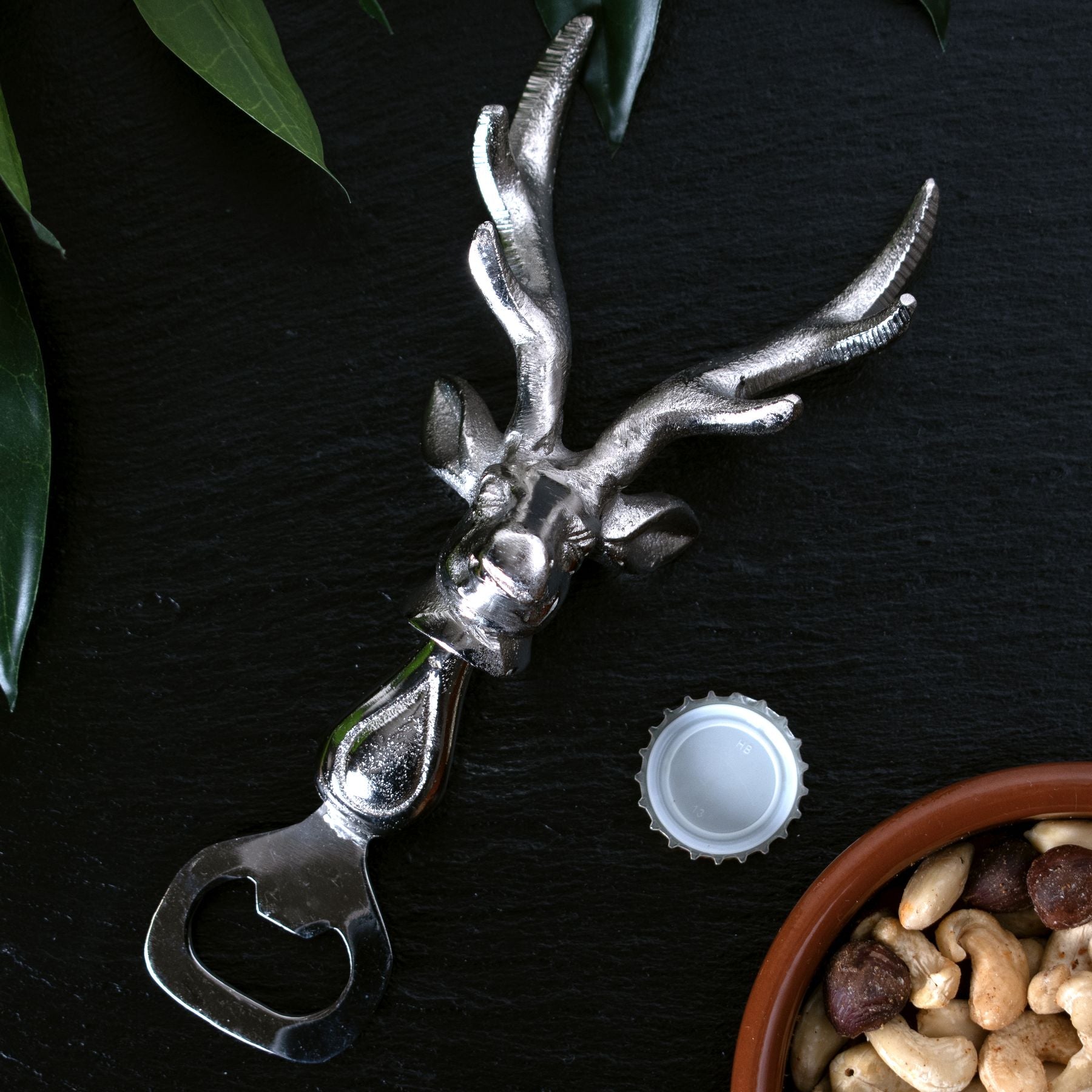 Silver Nickel Stag Head Detail Bottle Opener - HUS & CO.