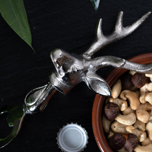 Silver Nickel Stag Head Detail Bottle Opener - HUS & CO.