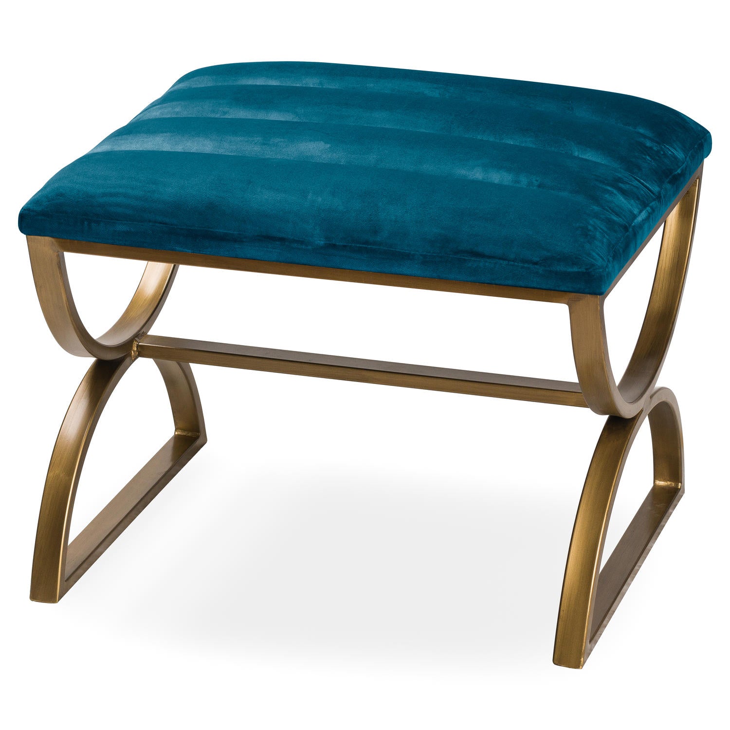 Navy And Brass Ribbed Footstool - hus & co.