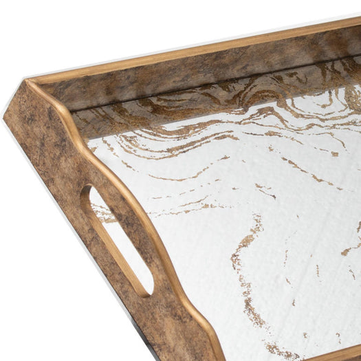 Augustus Large Mirrored Tray With Marbling Effect - hus & co.