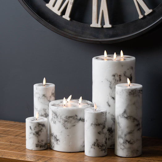 Luxe Collection Natural Glow 3x8 Marble Effect LED Candle - hus & co.