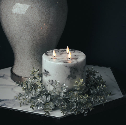 Luxe Collection Natural Glow 6x6 Marble Effect LED Candle - hus & co.