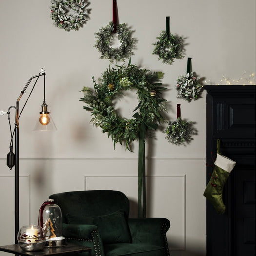 Large Frosted Eucalyptus Candle Wreath - hus & co.