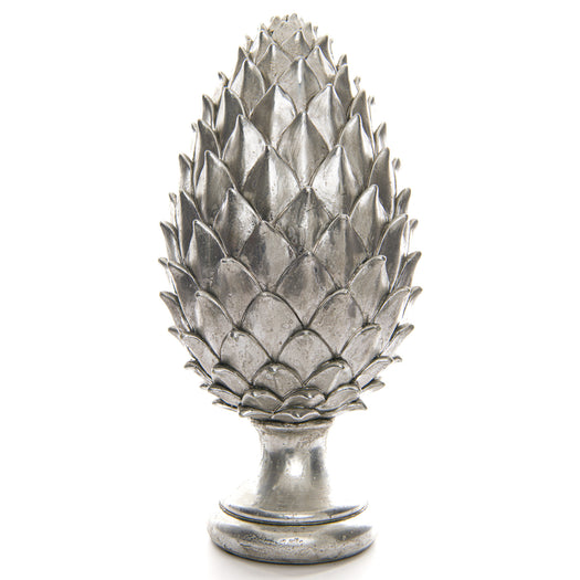 Tall Large Silver Pinecone Finial - hus & co.