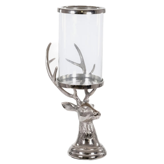 Tall Silver Stag Candle Hurricane Lantern - hus & co.