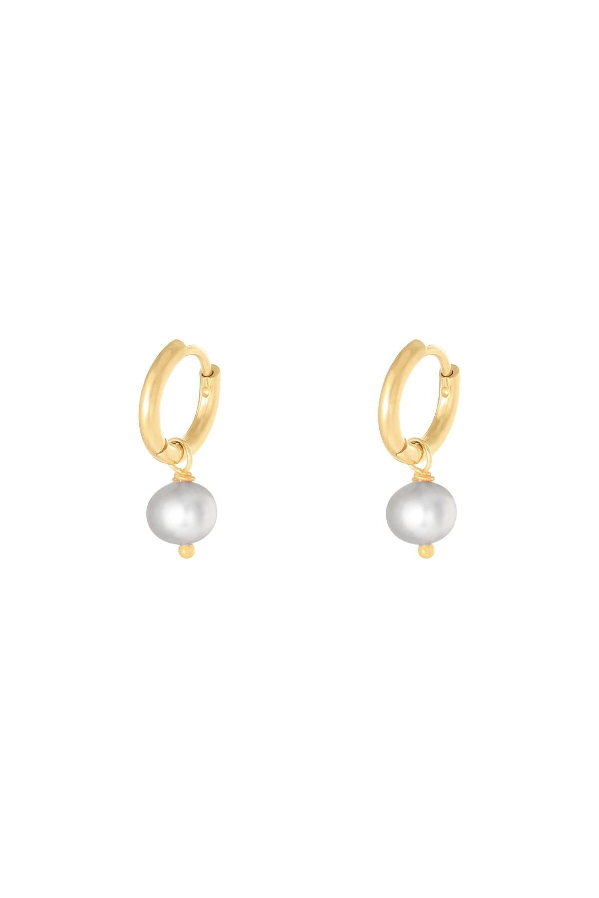 Grey Pearl of the Sea Gold Hoop Earrings - hus & co.