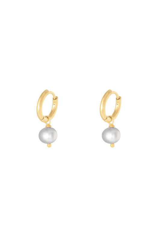 Grey Pearl of the Sea Gold Hoop Earrings - hus & co.