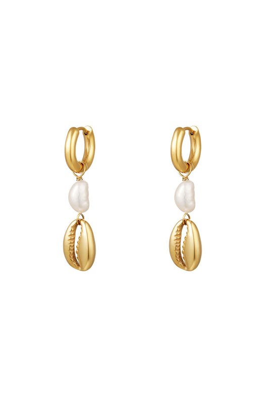 Shell + Pearl Gold Drop Earrings - hus & co.