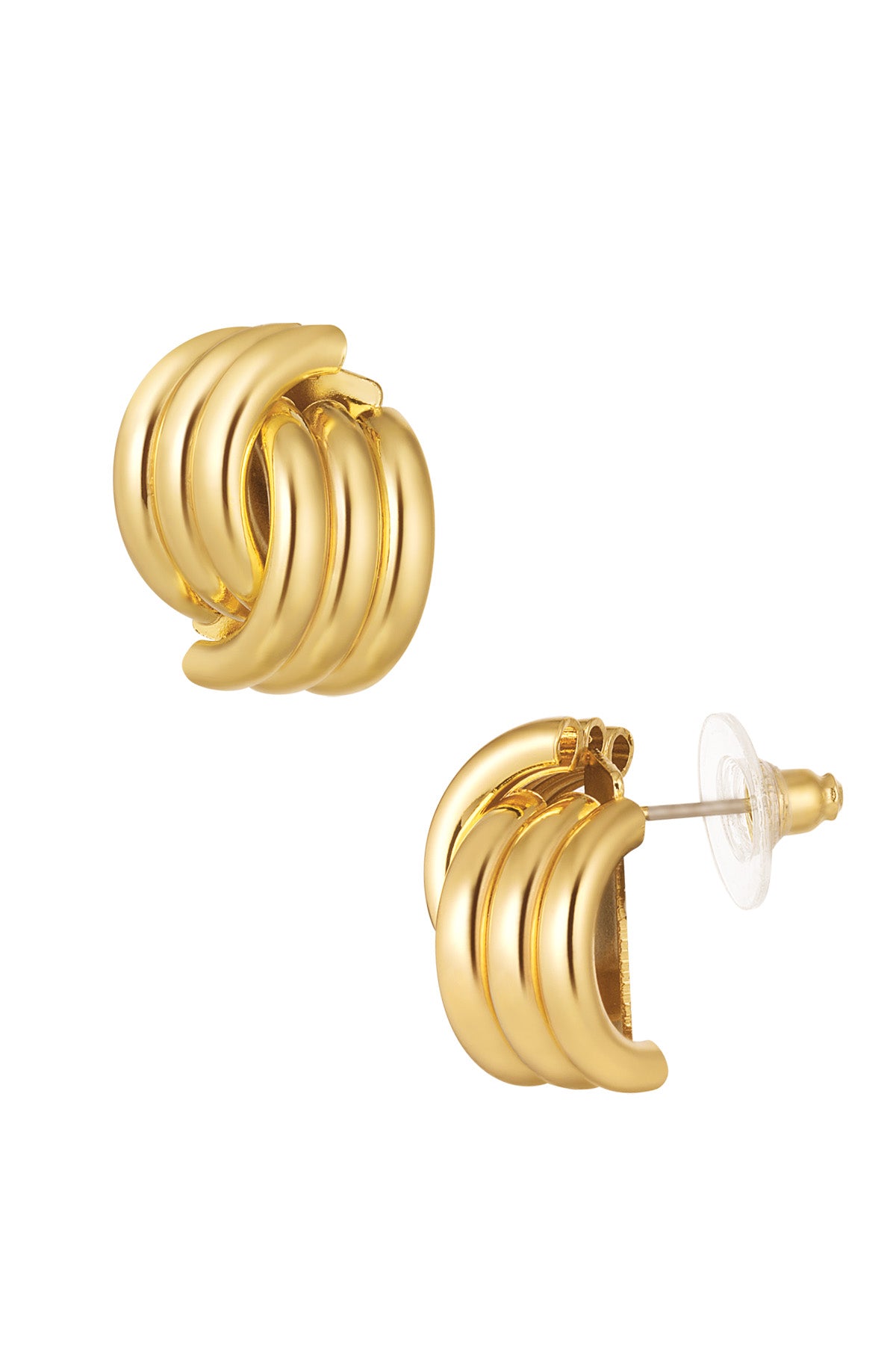 Chunky Cross Link Gold Earrings - hus & co.