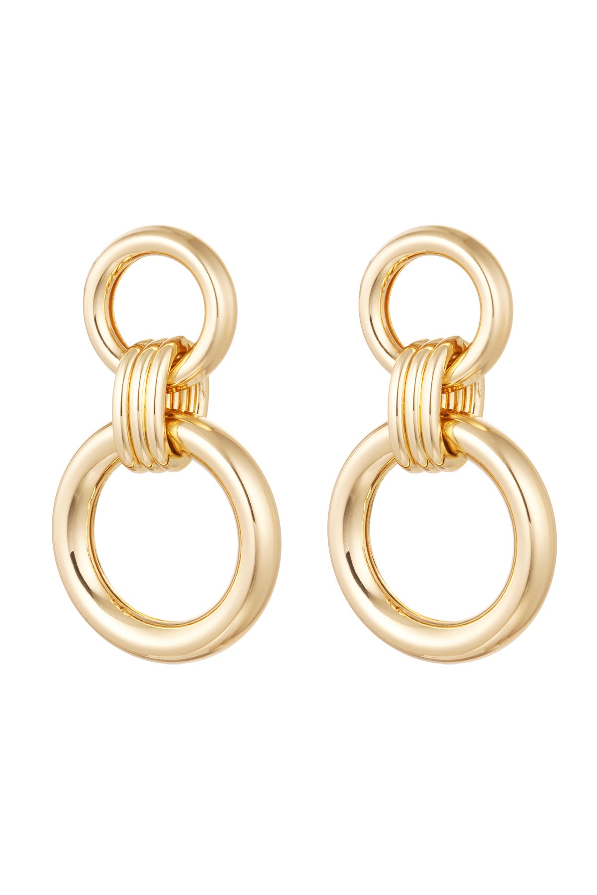 Bold Tri-circle Gold Earrings - hus & co.