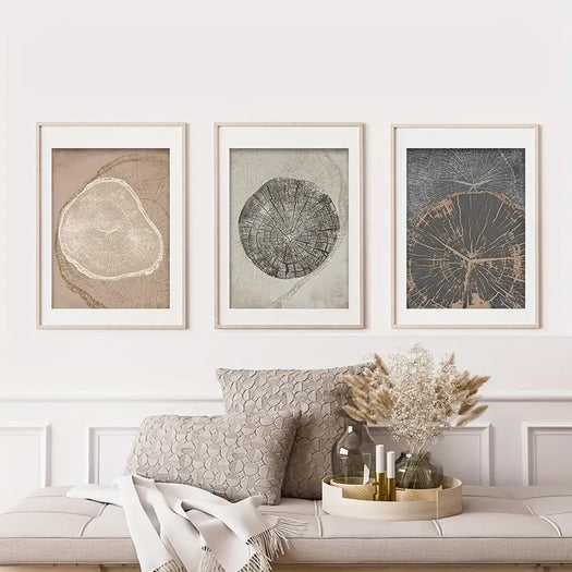 Set of 3 Abstract Tree Ring Canvas Prints - HUS & CO.