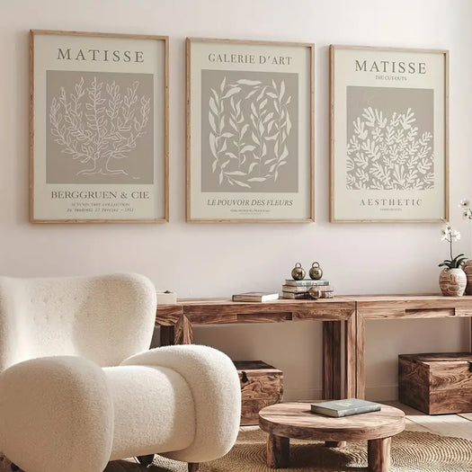 Set of 3 Neutral Matisse Abstract Canvas Posters - HUS & CO.