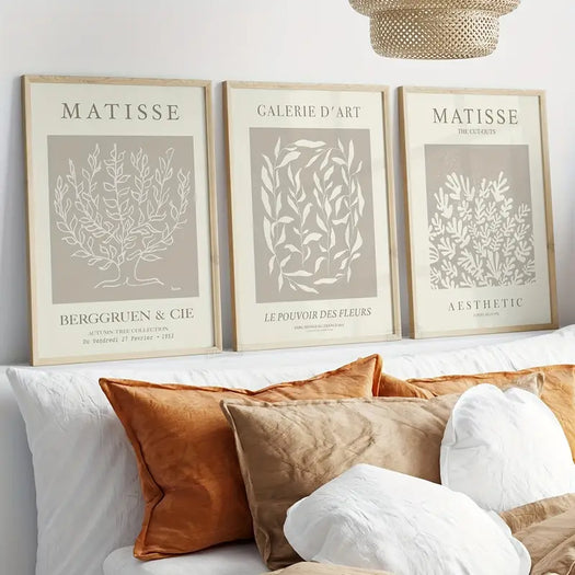 Set of 3 Neutral Matisse Abstract Canvas Posters - HUS & CO.