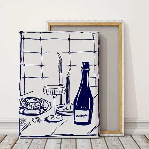 Framed Wine & Food Canvas Poster - HUS & CO.