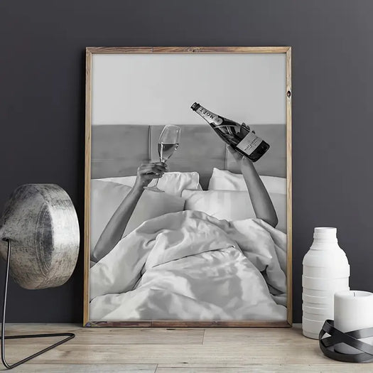 Champagne in Bed Canvas Print - HUS & CO.