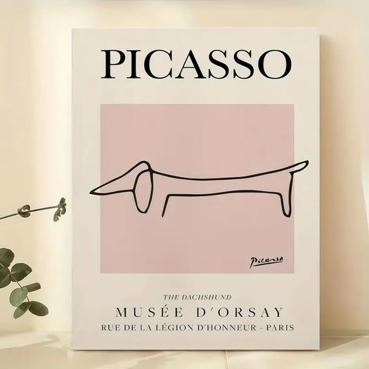 Retro Picasso Sausage Dog Canvas Poster - HUS & CO.