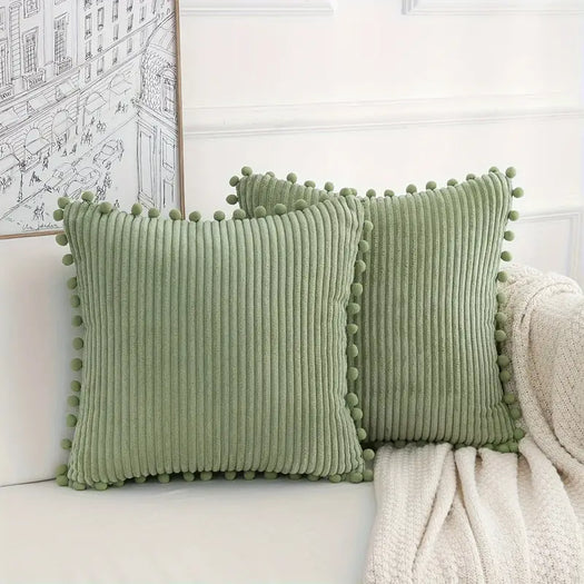 Set of 2 Olive Corduroy Cushion Covers - HUS & CO.