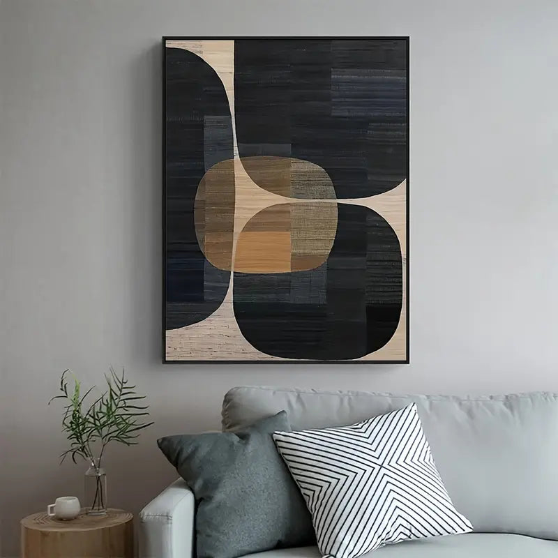 Modern Black Geometric Canvas Print - HUS & CO.