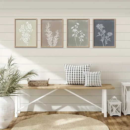 Set of 4 Minimalist Plant Canvas Prints - HUS & CO.