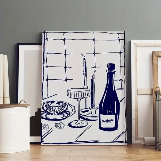 Framed Wine & Food Canvas Poster - HUS & CO.