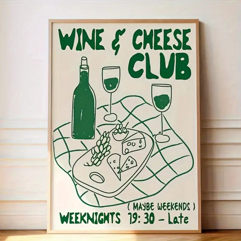 Wine & Cheese Club Canvas Poster - HUS & CO.