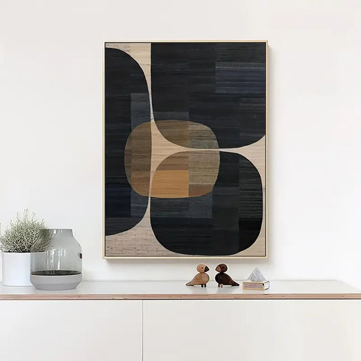 Modern Black Geometric Canvas Print - HUS & CO.