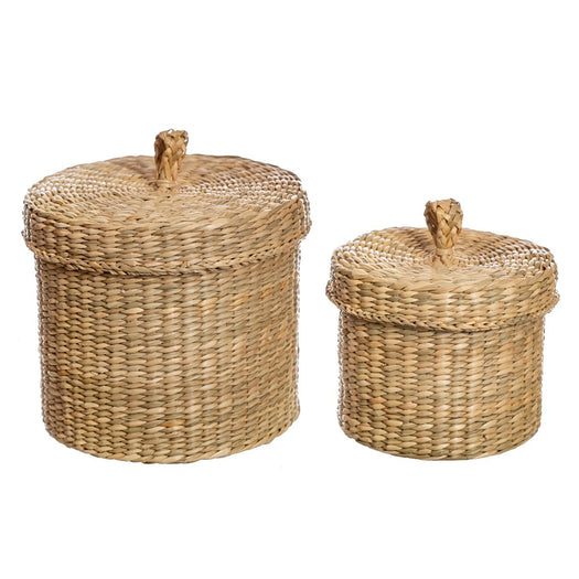 Seagrass Baskets With Lid - Set Of 2 - hus & co.