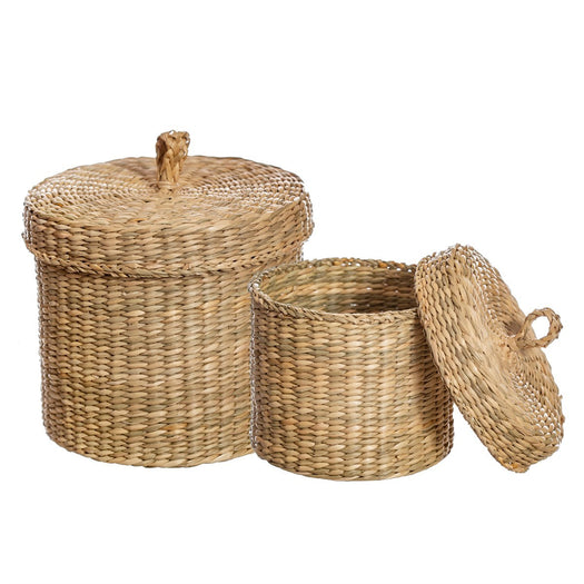 Seagrass Baskets With Lid - Set Of 2 - hus & co.