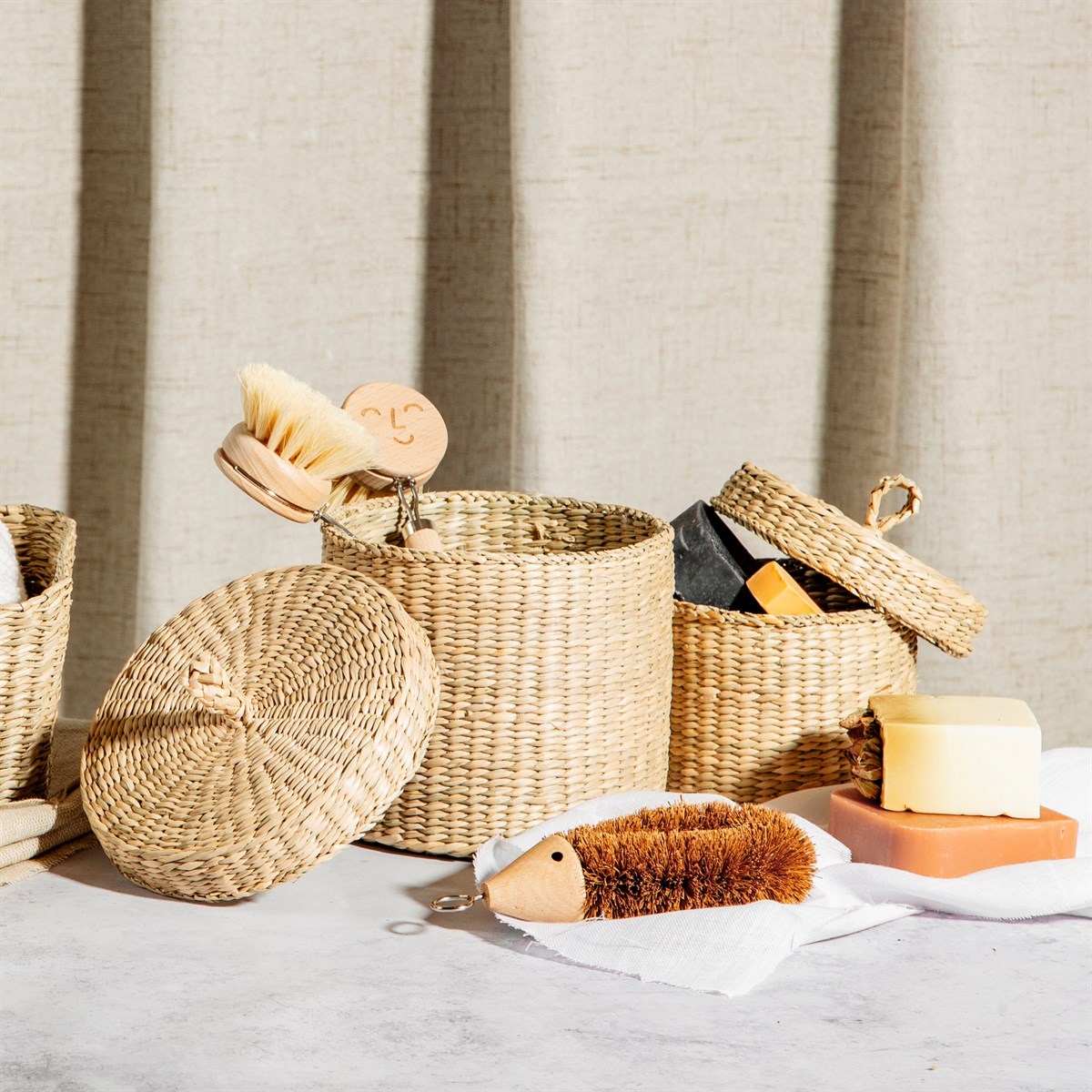 Seagrass Baskets With Lid - Set Of 2 - hus & co.