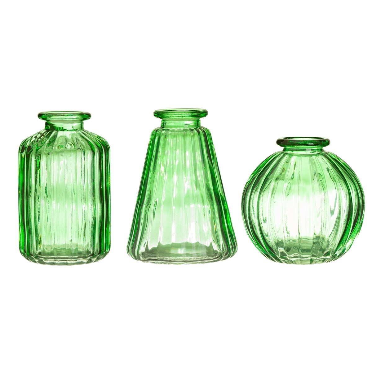 Green Glass Bud Vases - Set Of 3 - hus & co.