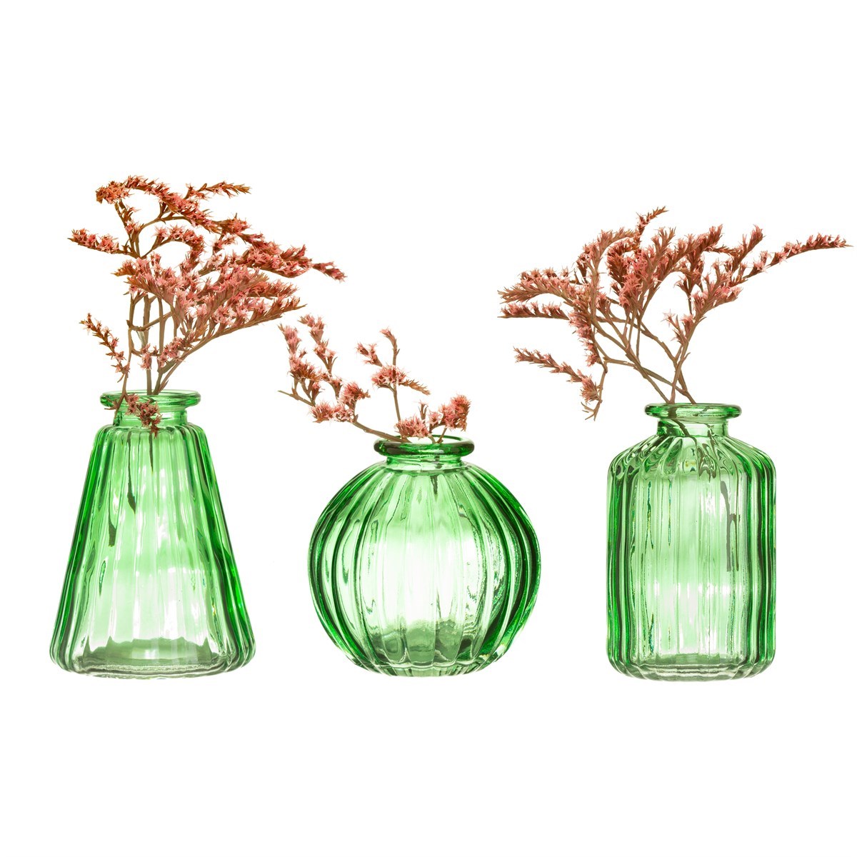 Green Glass Bud Vases - Set Of 3 - hus & co.