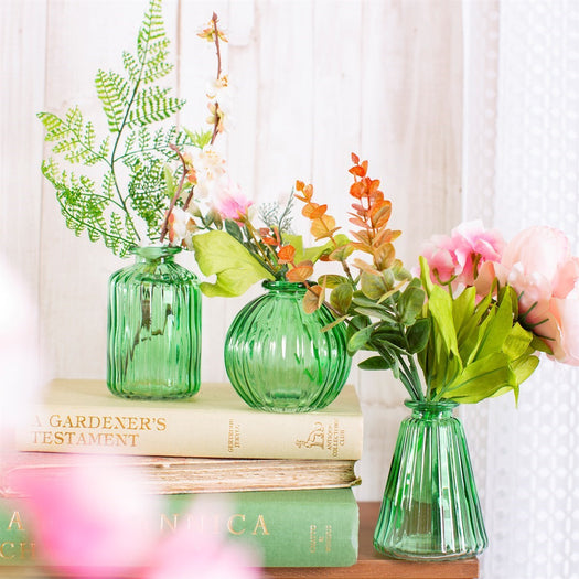 Green Glass Bud Vases - Set Of 3 - hus & co.