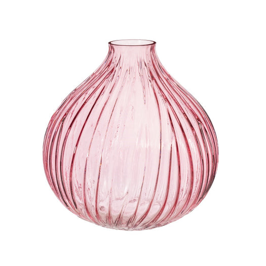 Round Fluted Glass Vase Pink - hus & co.