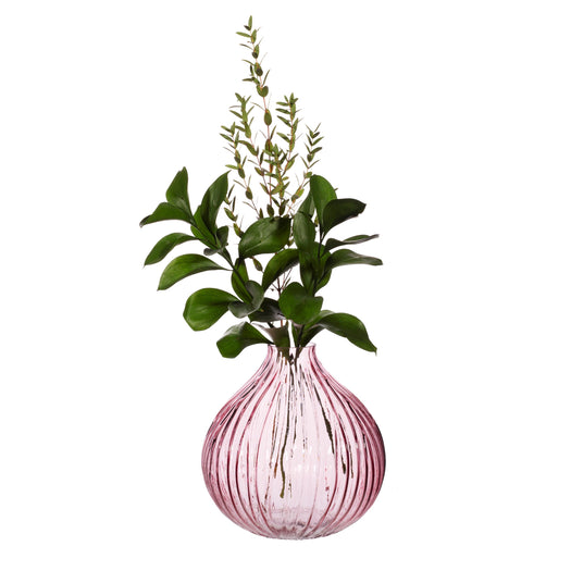 Round Fluted Glass Vase Pink - hus & co.