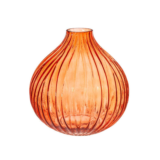 Round Fluted Glass Vase Amber - hus & co.