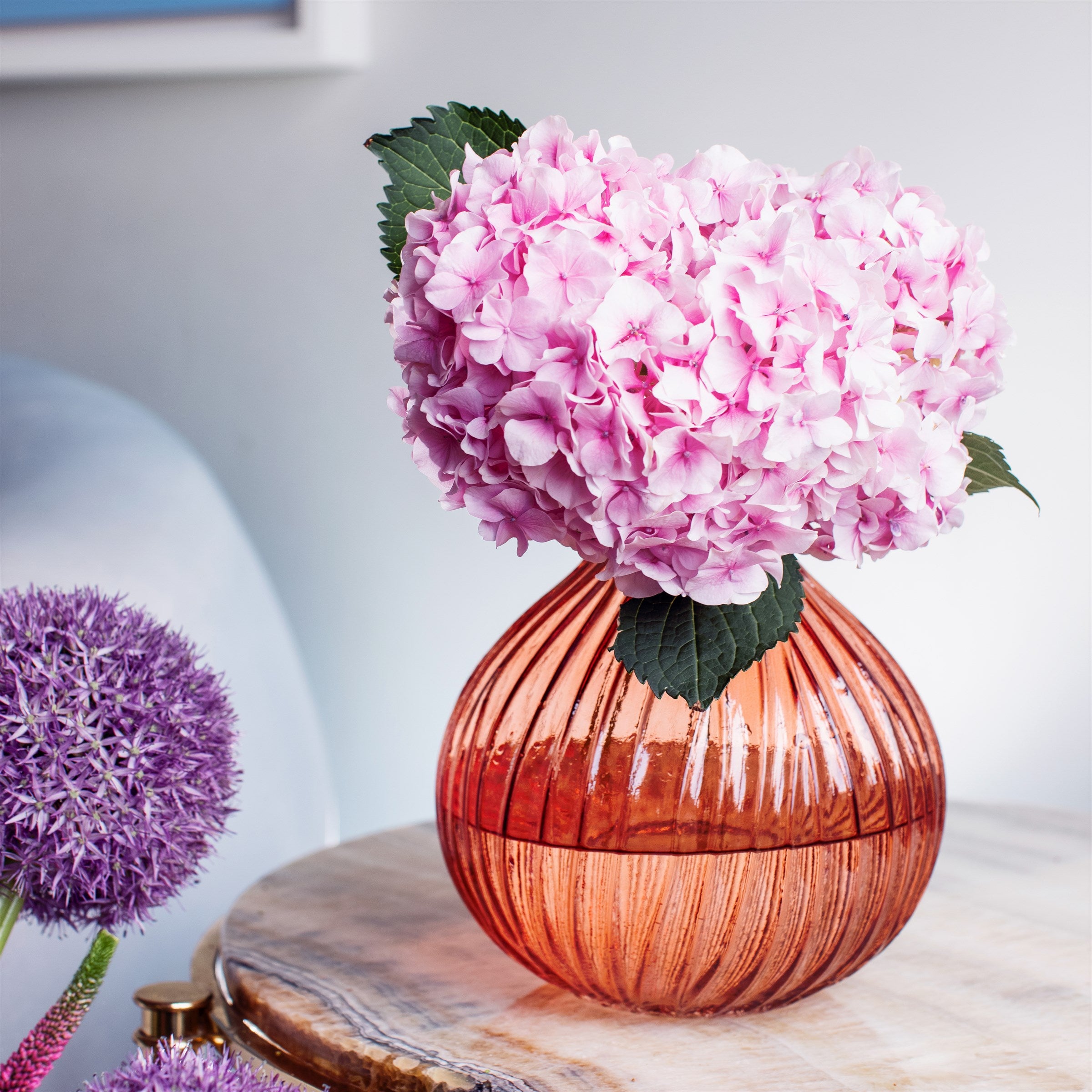 Round Fluted Glass Vase Amber - hus & co.