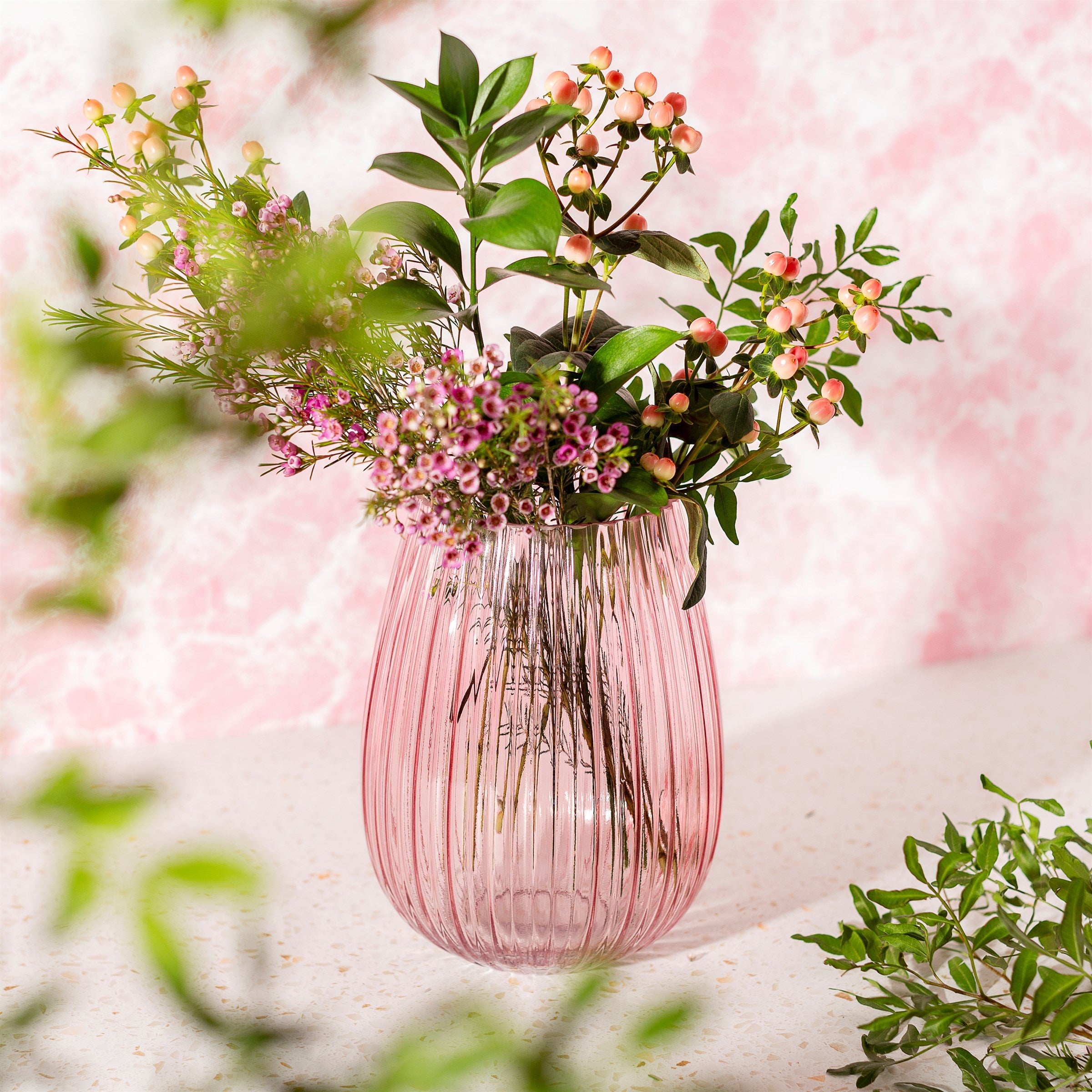 Copy of Round Fluted Glass Vase Amber - hus & co.