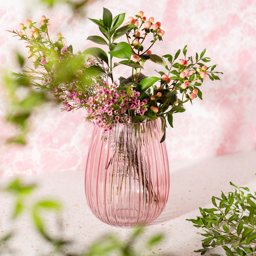 Copy of Round Fluted Glass Vase Amber - hus & co.