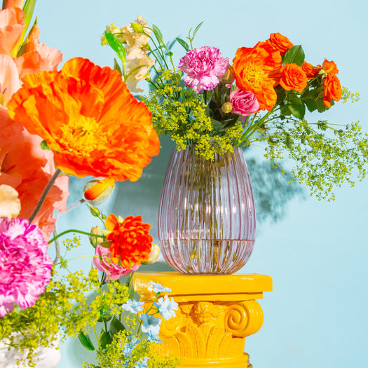 Copy of Round Fluted Glass Vase Amber - hus & co.